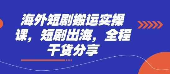 海外短剧搬运实操课，短剧出海，全程干货分享-宇创网