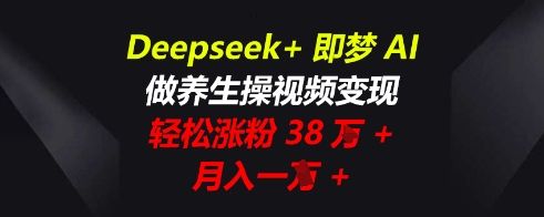 Deepseek+即梦AI,做养生操视频变现,轻松涨粉38W+,月入一W+-宇创网
