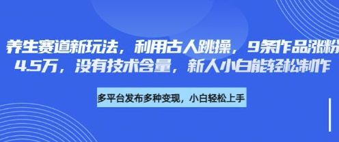 养生赛道新玩法，利用古人跳操，9条作品涨粉4.5W，没有技术含量，新人小白能轻松制作-宇创网