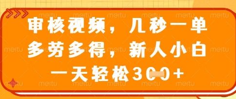 最新审核视频,几秒一单,多劳多得,新人小白一天轻松3张【揭秘】-宇创网