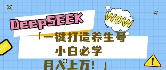 25年最新风口，用DeepSeek做养生号，小白必学，日入数张，一条作品涨粉1W+-宇创网