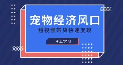宠物赛道快速变现精品课，宠物经济风口，短视频带货快速变现-宇创网