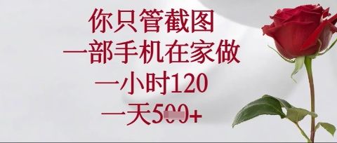 你只管截图，一部手机在家操作，一小时120.一天5张【揭秘】-宇创网