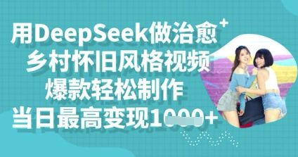 用DeepSeek做治愈乡村怀旧风格视频，爆款轻松制作，当日最高变现多张-宇创网